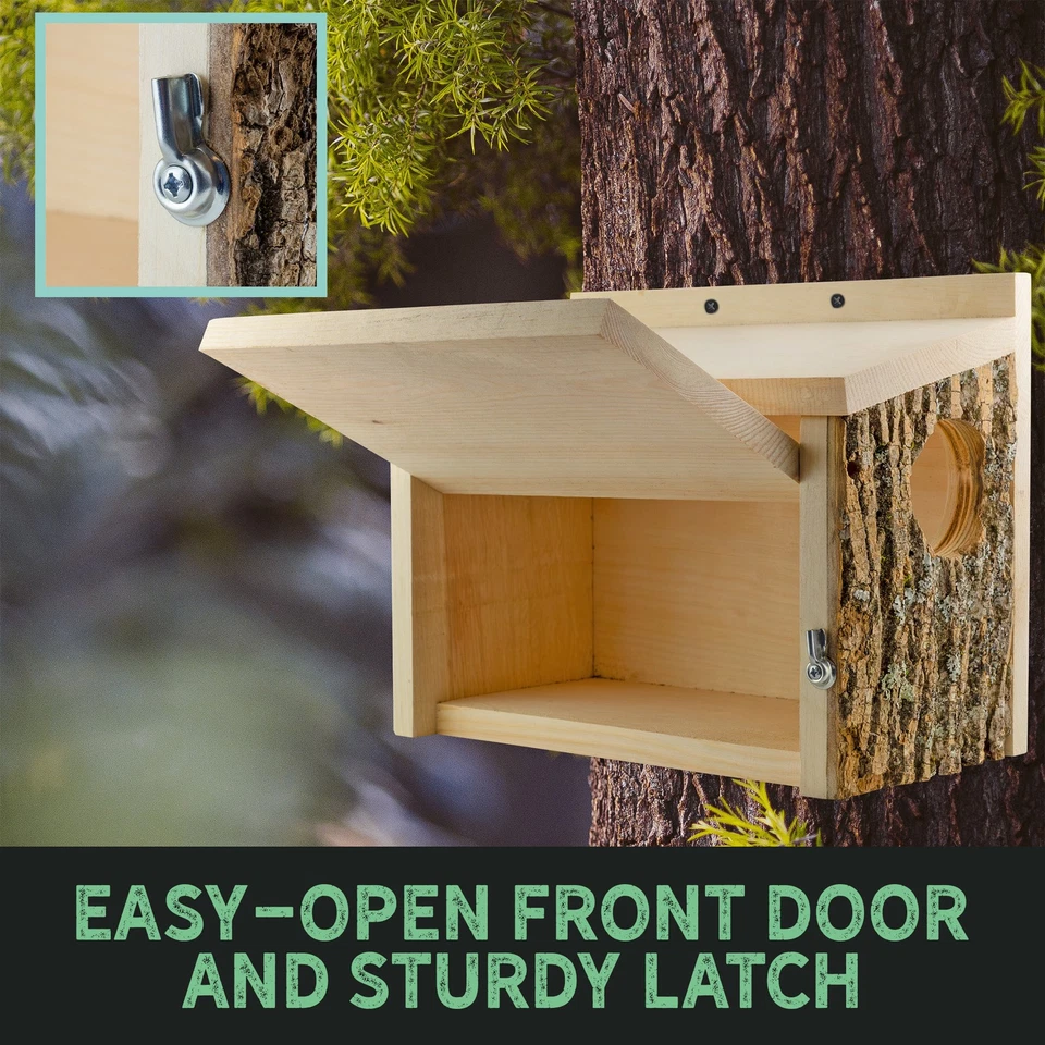 Caja de anidación de ardillas, refugio exterior invierno madera artesanal Foto 3 de 4