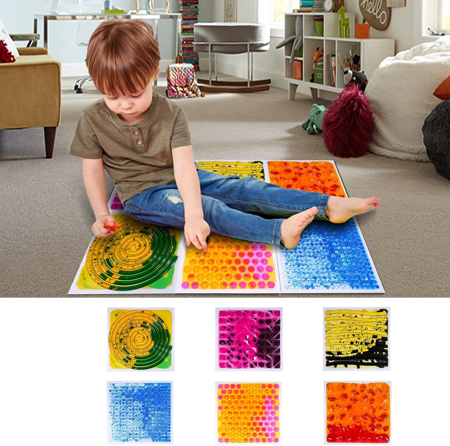 Sensory Floor Lava Tiles: Liquid Fusion Activity Play Mat, Textured Lava Tiles f