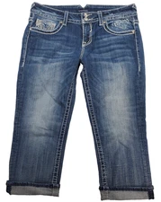 Vigoss Women's The New York cuffed Capri Blue Jean Size 9/10 34x21