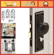 Antique Style Mortise Lock Set, Classic Knobs for 1-3/8" to 1-3/4" Doors, Bronze