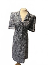 Vintage 80s new wave blue and white floral tea dress medium