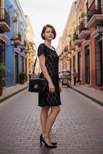 Xhilaration Black Lace Short Dress Lined Rear Zip Size Medium