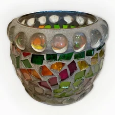 Pier 1 Imports Glass Mosaic Candle Holder 4" W x 4" H