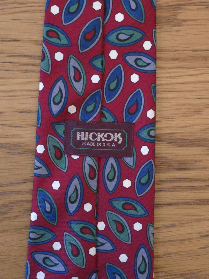 Corbata geométrica roja vintage Hickok hecha en EE. UU. patrón retro mod Foto 2 de 2