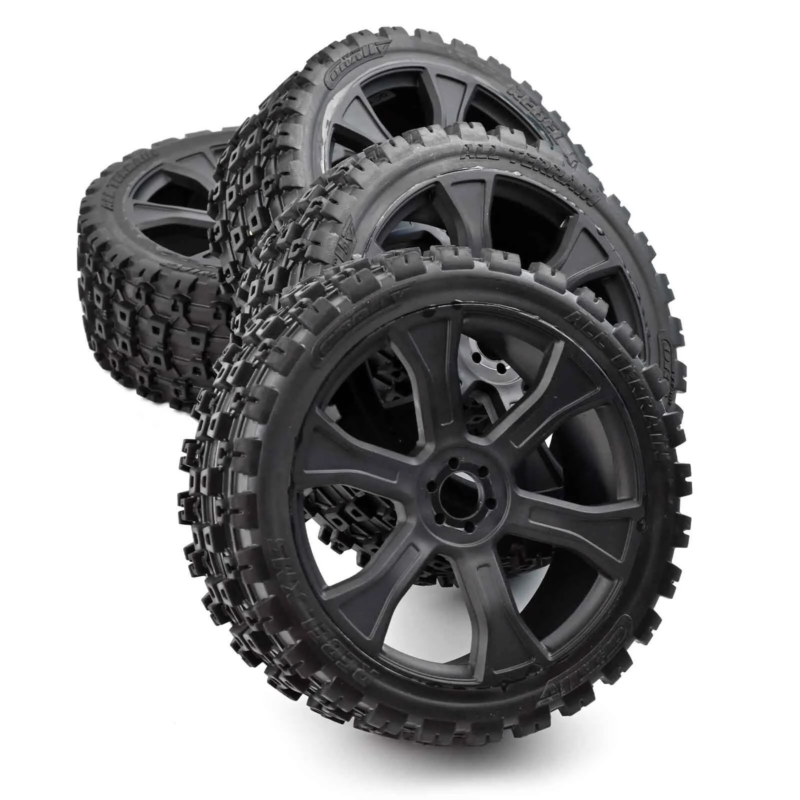 Corally Asuga XLR Rebel XMS Off Road Tyres LP Glued Black Rim Wheels C-00180-856