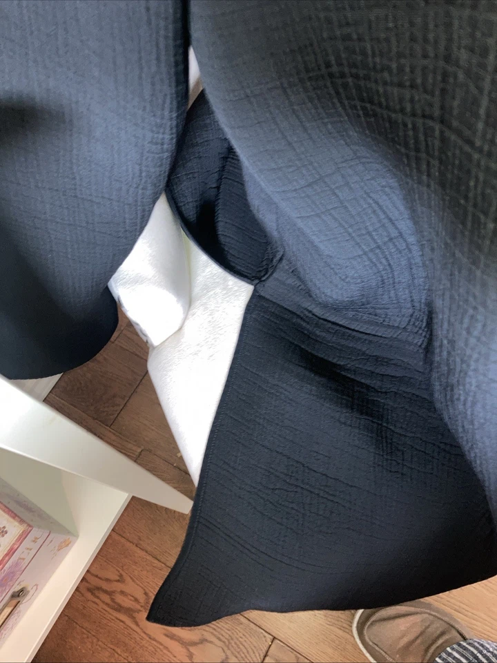 EILEEN FISHER NUEVO SIN ETIQUETAS XL Textura Mezcla de Seda Cuello Mandarina Lg Slv Negro Cena Jack Foto 4 de 4