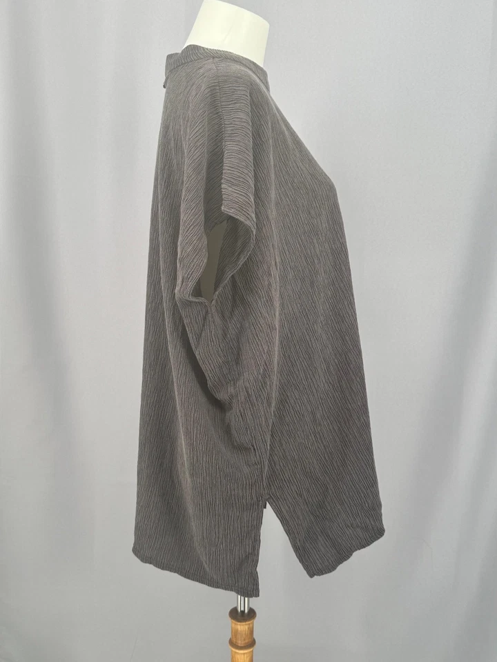 Camisa Eileen Fisher Mujer Grande Tejida Arrugada Tencel Lyocell Calce Relajado Top Foto 2 de 4