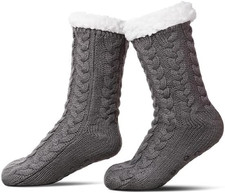 Slipper Socks for Women with Grippers Non Slip, Winter Thick Thermal Fuzzy Socks
