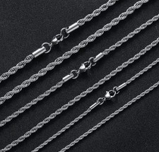 2mm Stainless Steel Women Men Rope Chains Necklaces 18in-45cm