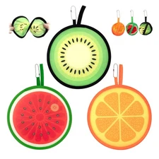 3 PCS Round Foldable Hand Fans, Fruit Style Handheld Folding Fan Portable Coolin