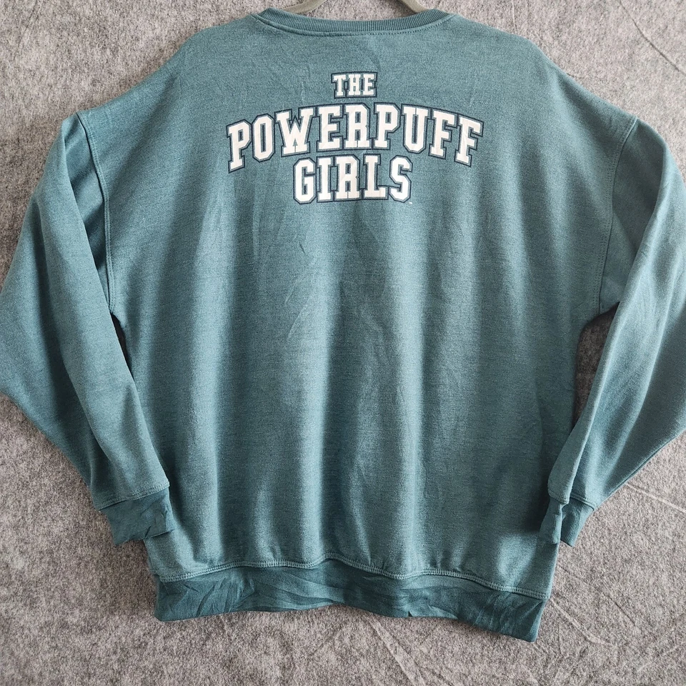 Cartoon Network The Powerpuff Girls Sweater Women's L Teal Green Graphic BFF Y2K - Image 2 of 4