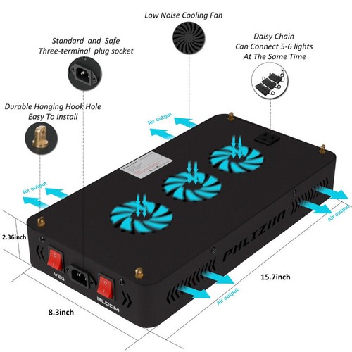 Phlizon LED Grow Light 600W 900W 1200W Pełne spektrum Lampa roślinna Veg Bloom Grow - Zdjęcie 44 z 48