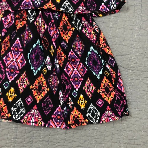 Gymboree Dress Girl 8 Black Pink Geometric Cotton Ruffle Sleeveless Boho - Picture 22 of 24