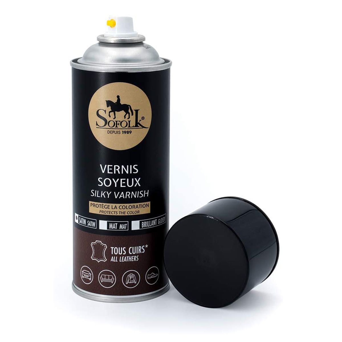 Vernis soyeux pour cuir anti decoloration aerosol satiné