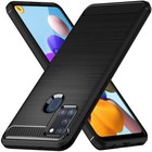 COQUE SILICONE CARBONE NOIR pour Samsung GALAXY A20e A50 A51 A71 + VERRE TREMPE