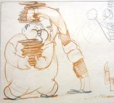 LAUREL and HARDY comedian  pie 1938 WALT DISNEY Original Production cel Drawing