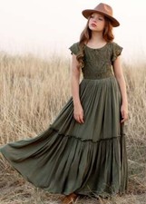 Girls Lace Long Dresses Flower Wedding Princess Dress Costume Children Clothing