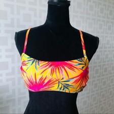 Xhilaration Bikini Swimsuit Top Orange Palm Tropical Strappy Size L