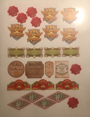 harry potter stickers wax seals butterbeer potions owl post honeydukes party ebay