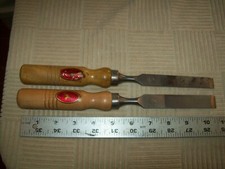 2 Golden Horse Brand Wood Working Chisels 11" Long  5/8" & 3/4" Wide Used China