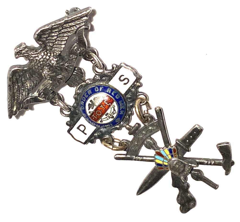 ORDEN MEJORADA DE HOMBRES ROJOS ESMALTE PLATA ESTERLINA P S ORDEN FRATERNAL PIN T.O.T.E