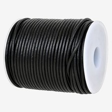 2mm Black Distressed Genuine Round Leather Cord for Necklaces Bracelets Braiding
