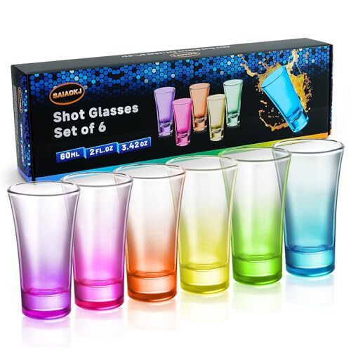 M&N HOME Blue Shot Glasses Set Of 6 - 2oz Heavy Base Glass For Whiskey, Tequila & Cocktails - View #10