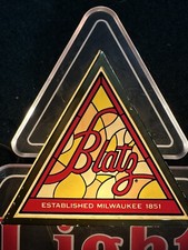 Vintage 1983 Blatz Lighted Beer Triangle Sign Great Pool Bar Light Sign 14”x14”