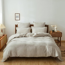 Luxurious 100 Linen King Duvet Cover Set with 2 Pillowcases - Soft  Breathable