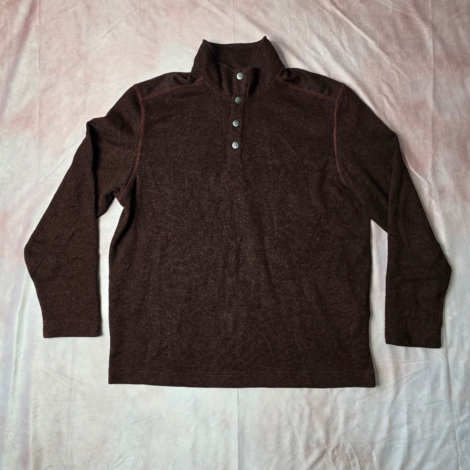 Van Heusen Flex Red Black Pull Over Button Long S… - image 1