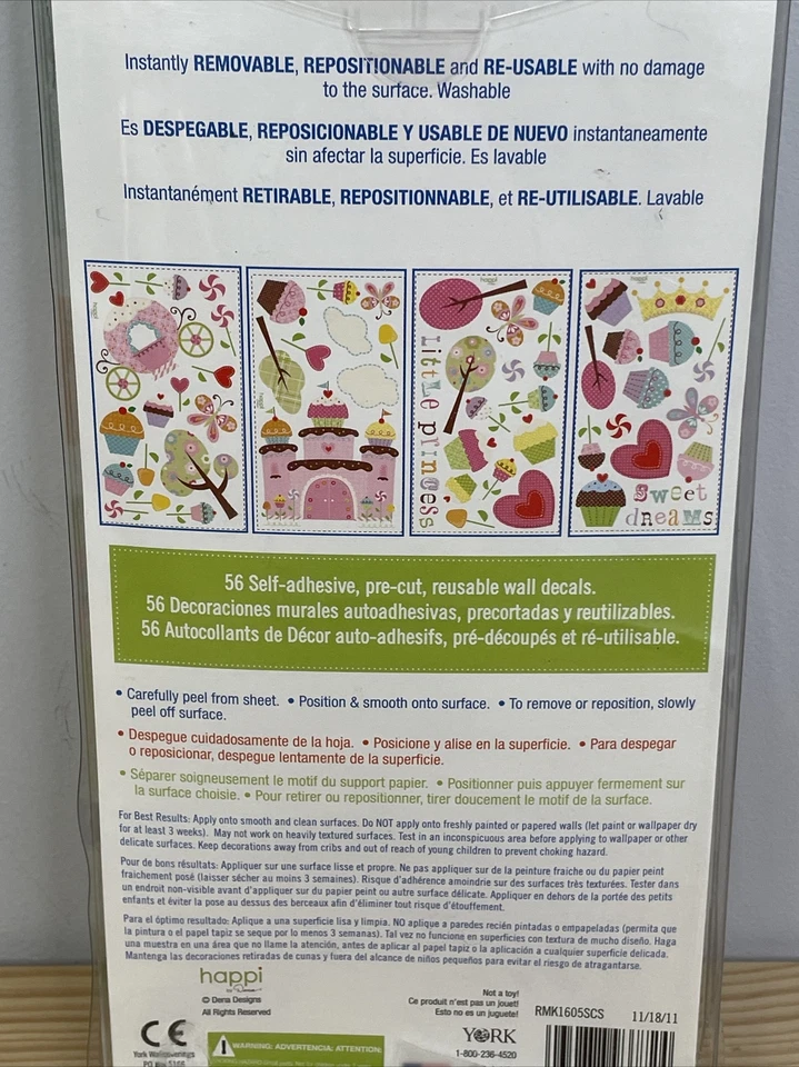 Juego de 56 calcomanías de pared RoomMates pelar y pegar Little Princess Foto 3 de 3