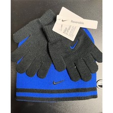 Nike Authentic Reversible Youth Boys Winter Hat Beanie Gloves Set 8/20