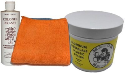  Vertex Major Shine Aluminum Polish, Colonel Brassy Surface cleaner, 2 cloths 