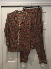TOWNCRAFT Vintage JC Penney  s Red, Blue, Gold Paisley PJ Set. Women  s Medium.