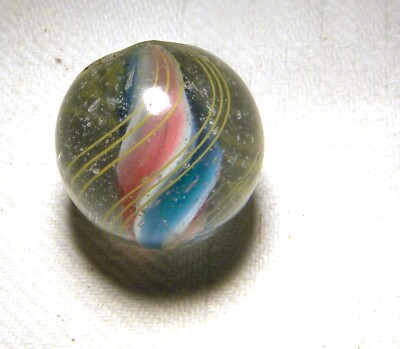 ANTIKES VIKTORIANISCHES DEUTSCHES GLAS HANDGEFERTIGT 3/4'' KÄFIG MARMOR D10