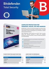 Bitdefender Total Security 3 Years  6 Devices  Windows Mac Android Compatible