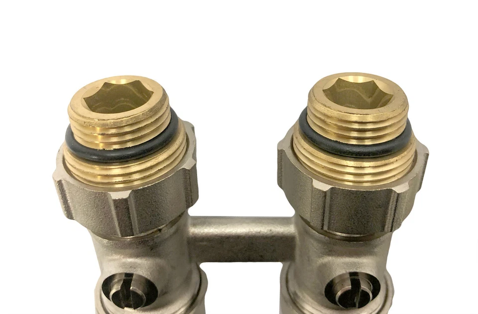 Hahnblock Durchgang Gerade 3/4" AG x 1/2" Eurokonus Heizkörper Anschluss - Bild 4 von 4