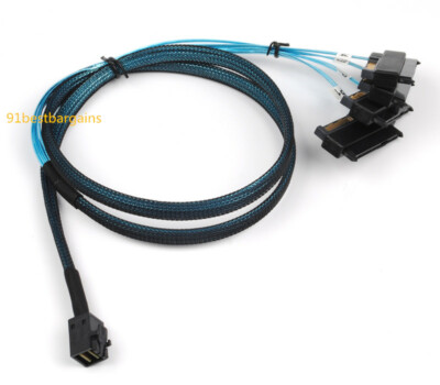 SFF-8643 Internal Mini SAS HD to 4x 29pin SFF-8482 Connectors Power 6GB/S Cable