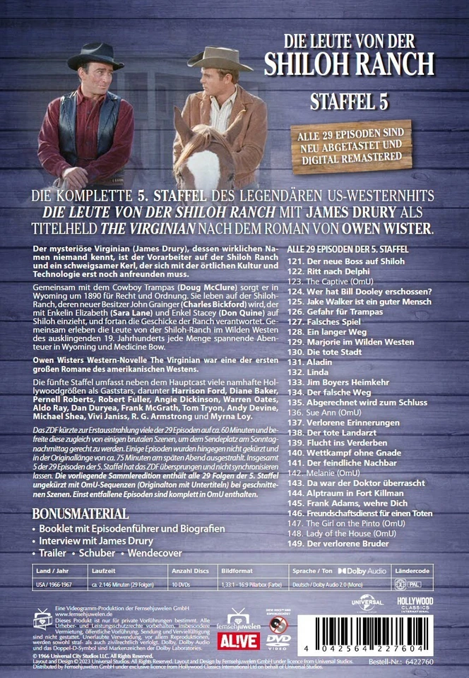 Die Leute von der Shiloh Ranch - Staffel 5 (The Virginian: Extended) [10 DVDs] - Bild 2 von 4