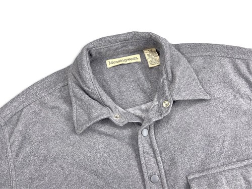 Vintage Munsingwear Men's Fleece Shirt Grey Size L Large Snap Front Outdoors - Picture 4 of 9