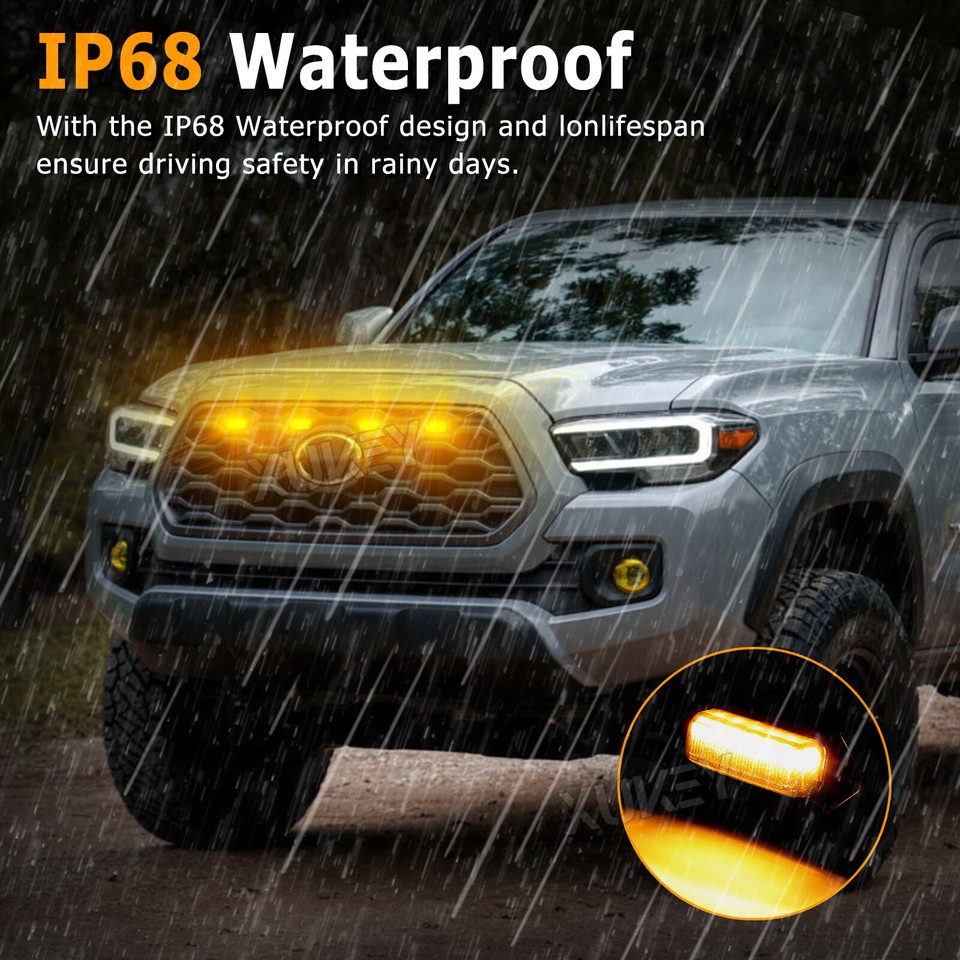 4pcs Raptor Style Amber Grille LED Light DRL For Toyota Tacoma - Foto 9