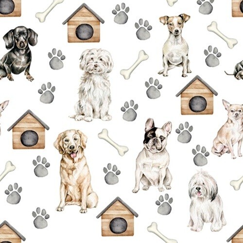 4 x Lunch Napkins/33cm/3Ply/Decoupage/Animals/Assorted Dogs/Pet Dogs