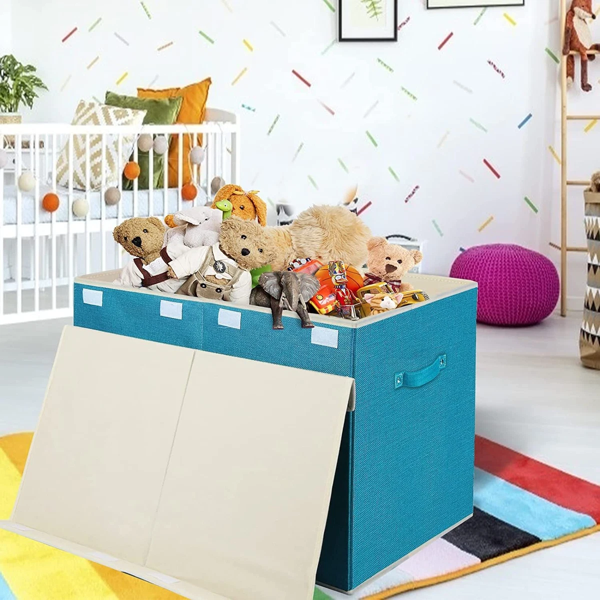 popoly Large Toy Box Chest Storage with Flip Top Lid Collapsible