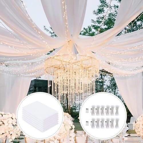 Tulle Ceiling Decoration White Party Lights 24 Wedding String Light