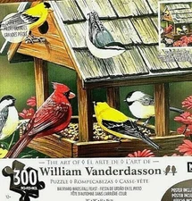 Backyard Birds Fall Feast COMP 300 LG pc Puzzle 24x18 Beautiful Birds House