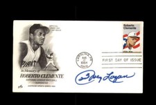 Johnny Logan Signed 1984 FDC Roberto Clemente Cache First Day Cover Autograph