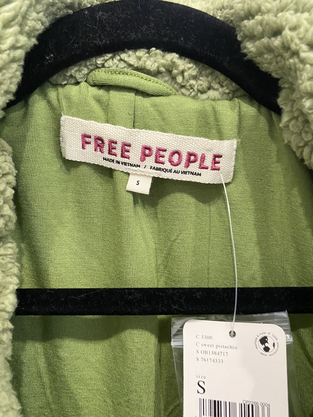 Free People Joplin Cozy Jacket Faux Fur Sherpa Fleece pistachio green NWT size S image 7