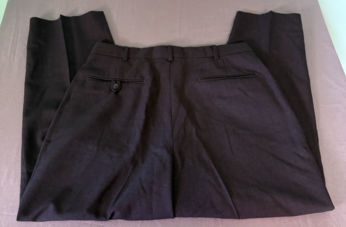 Lands End 100% Wool Men's Dressed Preppy Career Pants Trousers Size 32x26 Black - Picture 7 of 8
