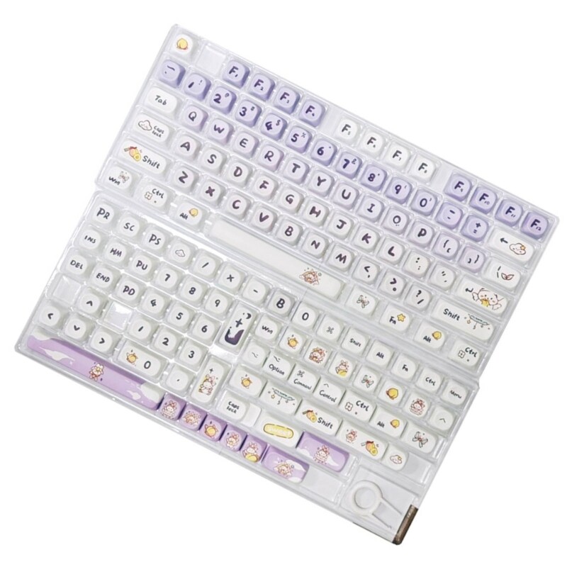 Full 142 PBT Keycap Set Cartoon Rabbit Theme for Mechanical Keyboards