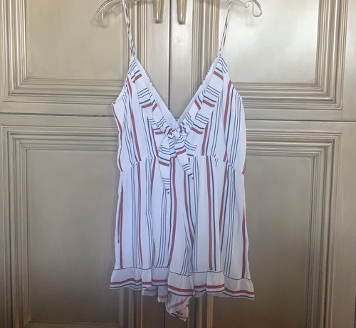 New Tularosa Amelia Red and Blue Striped Romper Size M - Picture 5 of 6